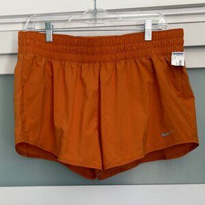 NIKE Dri-Fit Women's running shorts Line Brief Orange Wide Waist size Large NEW